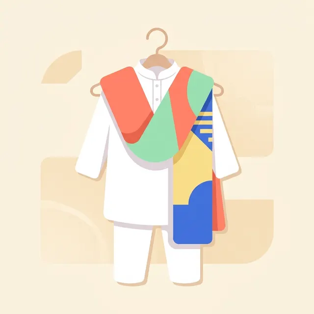 VASTRAMAY Boys White Kurta Pyjama Dupatta Set